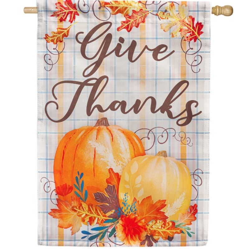 Plaid Pumpkin Greetings House Flag